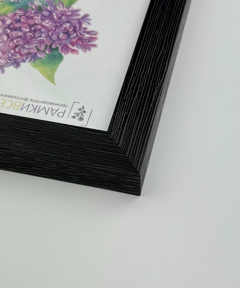 Фоторамка пластиковая 21х30 см, черная, фактура дерево, арт. 2130.628058