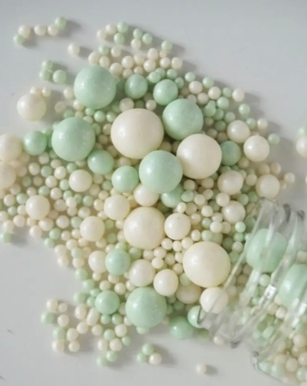 Посыпка рис воздушный "Жемчуг"изумруд/серебро/ 50г