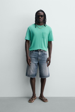ZARA ДЖИНСОВЫЕ ШОРТЫ RELAXED FIT, СИНИЙ