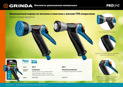 GRINDA BM-R, плавная регулировка, курок сзади, металлический с TPR, поливочный пистолет, PROLine (8-427311)