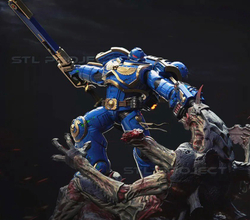 Фигурка, Космодесант Ультрамарин, Warhammer 40 000, высота композиции 21 см