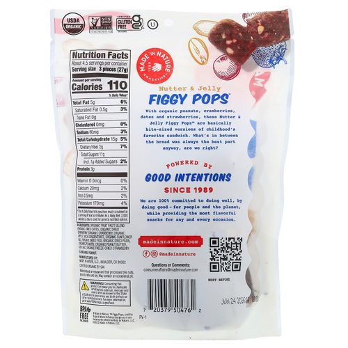 Made in Nature, Figgy Pops™, с орехами и желе, 119 г (4,2 унции)