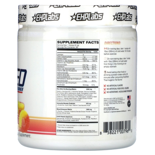 EHPlabs, OxyShred Non-Stim, термогенный сжигатель жира, Kiss My Peach, 306 г (10,8 унции)