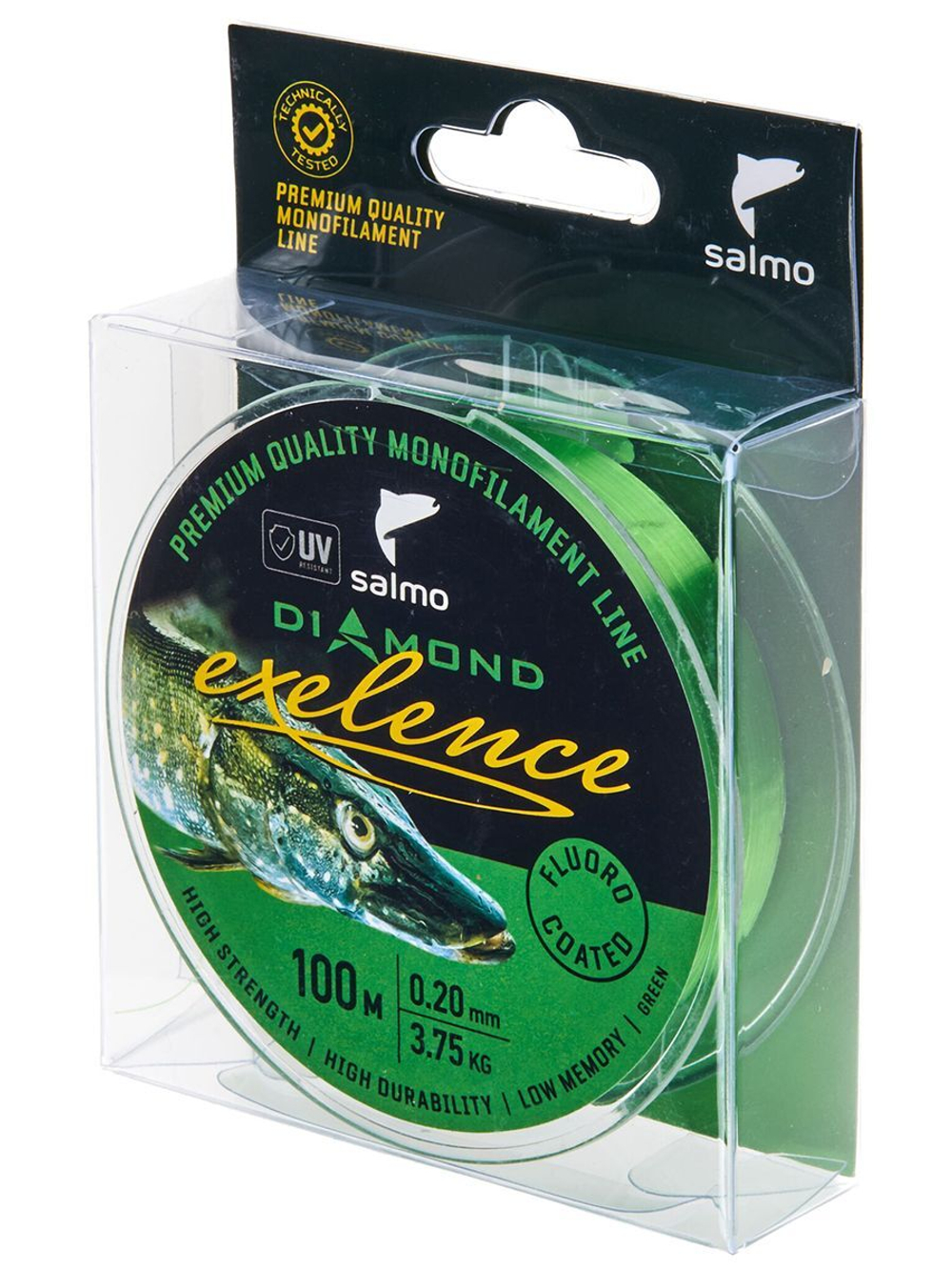 Монофильная леска для рыбалки Salmo Diamond EXELENCE FLUORO COATED Green 100/020