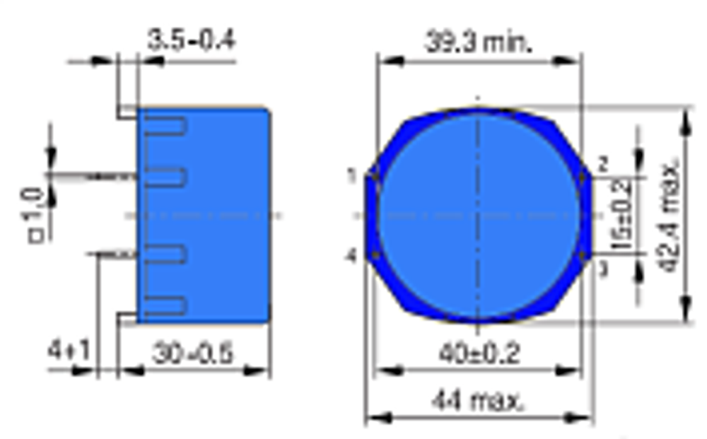 ФУТЛЯР 4 выв. D=39.3 мм H=30 мм гориз. B64291A1604X000