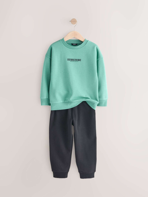 Толстовка и джоггеры в комплекте для мальчика Next E43-665, Мятный, Черный