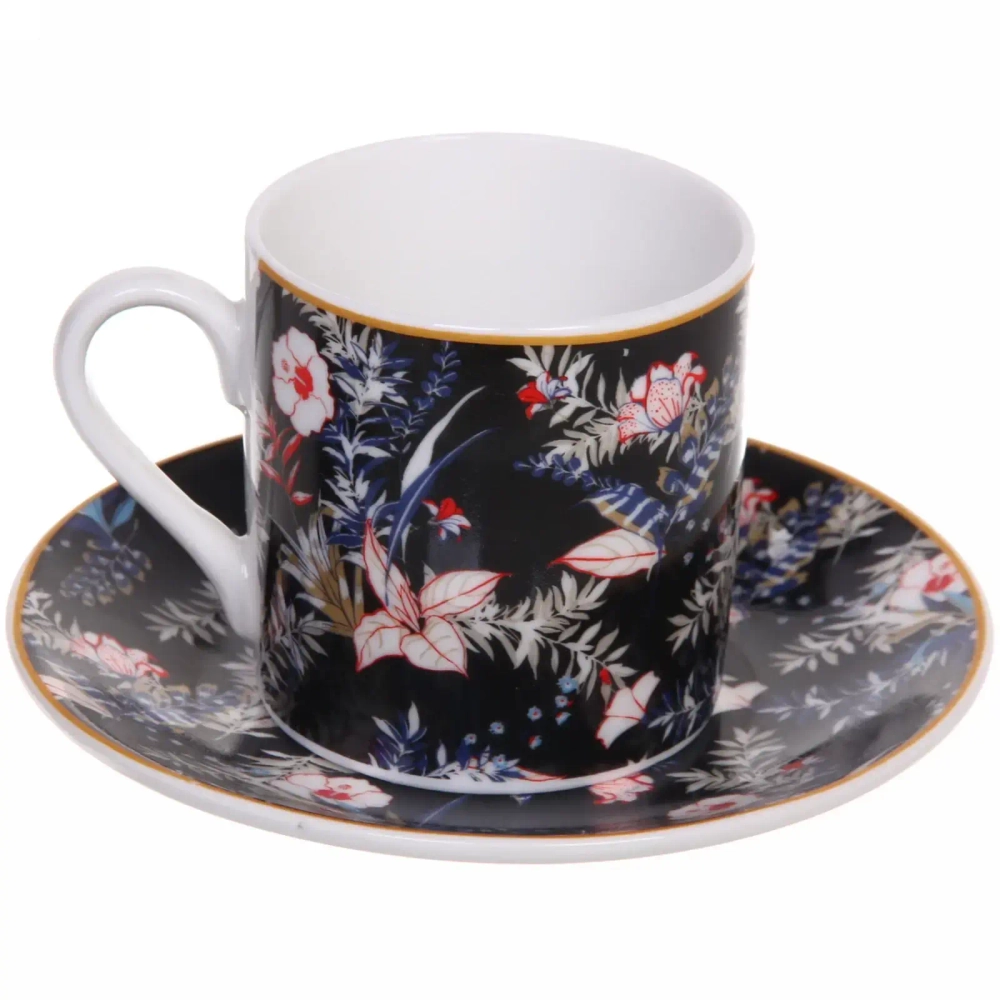 Кофейный набор 12 предметов «Paradise» (6кружек 90мл+6блюдец), черный