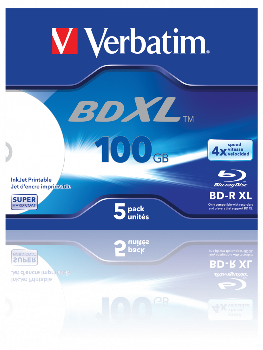 Оптический диск Verbatim BD-R XL 100GB 4X Super HardCoat Wide Inkjet Printable No ID, Jewel Case, 5