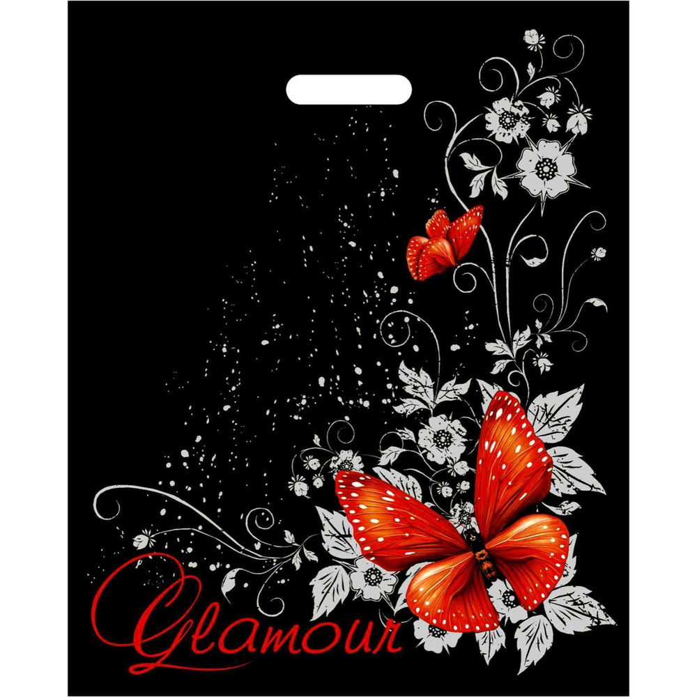 Черный пакет Glamour с вырубной ручкой (38х47 см) (Цвет: черный)
