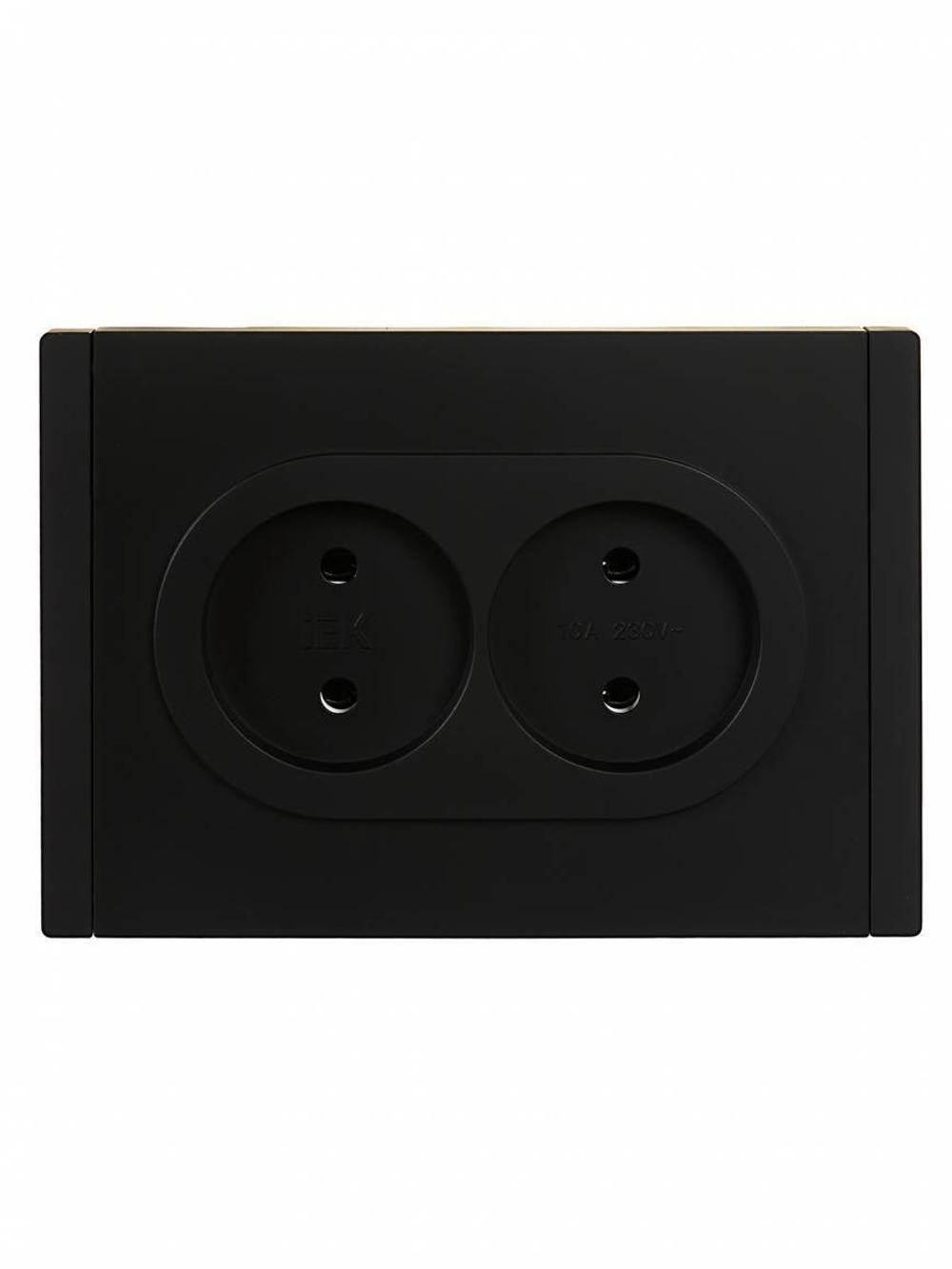 FORTE&PIANO Розетка 2-местная без заземления с защитными шторками безвинтовое крепление 10А FP125 черный IEK