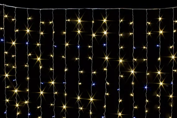 Занавес с мерцающим диодом 2*3 м., 220V, 320 теплых белых LED ламп, прозрачный провод, Winner (ww.03.5T.320+)