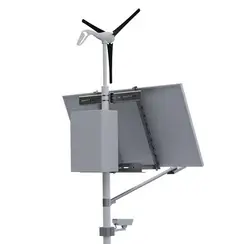 Автономная система видеонаблюдения с освещением на опоре (солнечная панель 585 Вт + ветрогенератор 400 Вт)