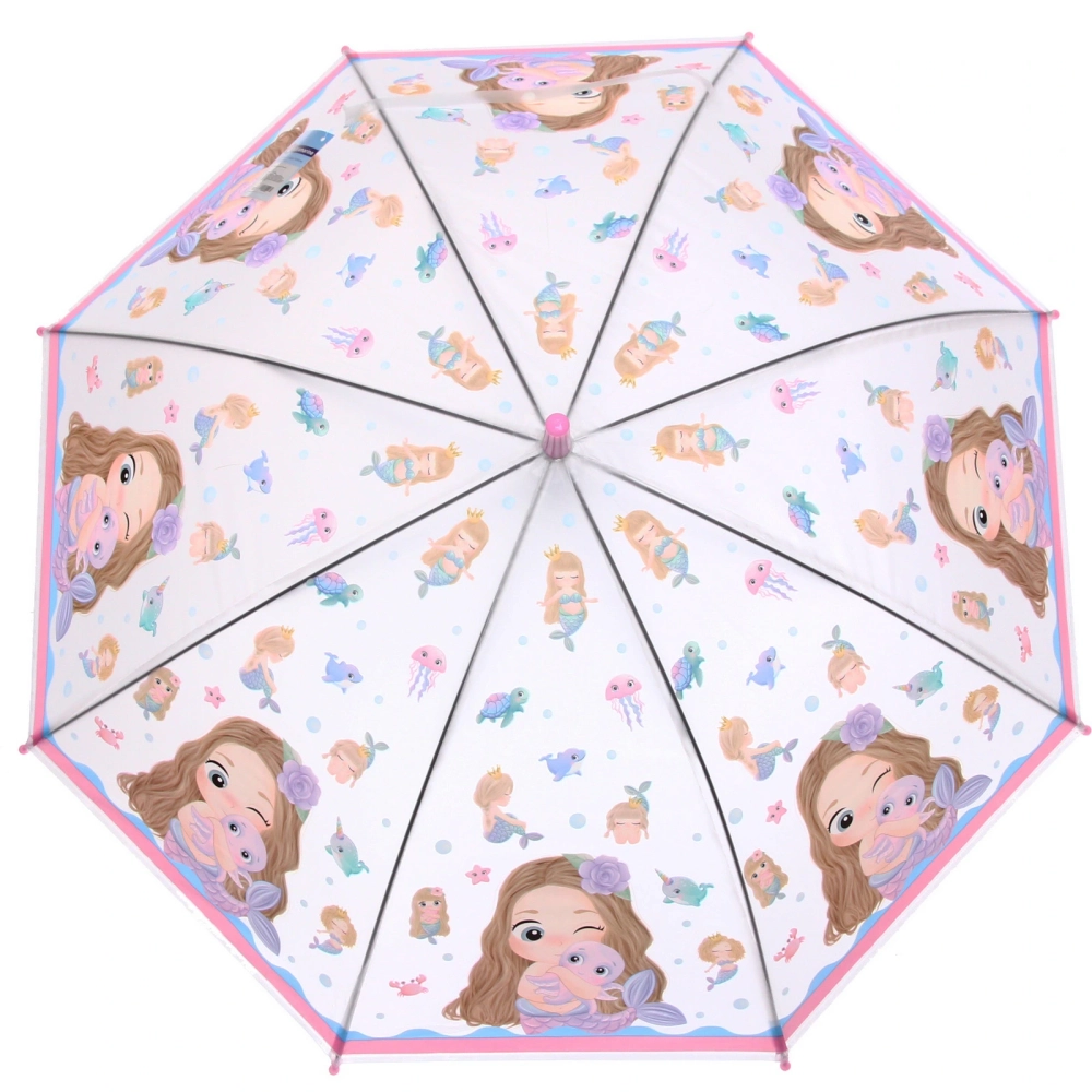 Зонт детский полуавтомат «Русалочка», 8 спиц, d-80см, длина в слож. виде 65см