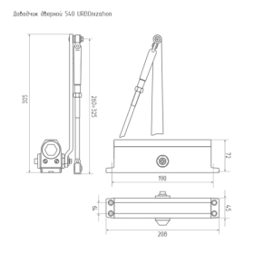 Доводчик НОРА-М 540 URBOnization 80-120 кг сер. 16635