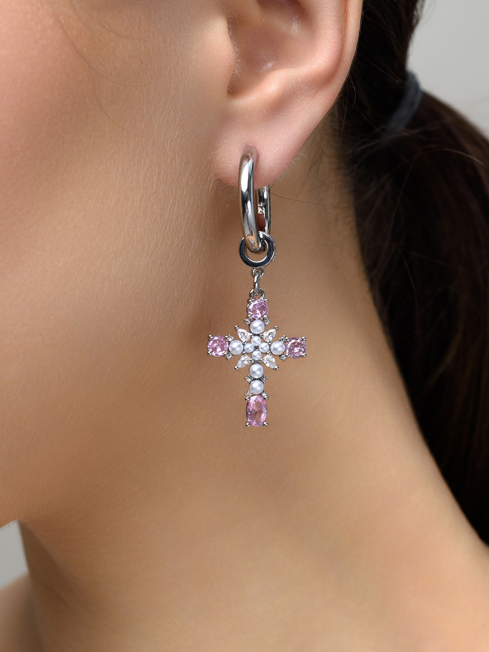 Серьги "Sun Cross Heart" Silver
