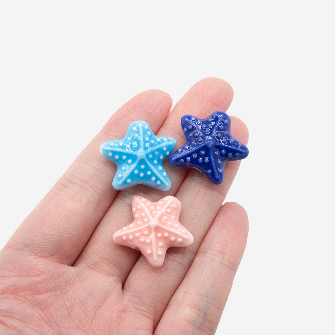 Бусина в форме морской звезды, 20*22,3мм, ярко-голубая, глазурированный фарфор
