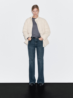 Massimo Dutti Стеганая куртка с воротником-стойкой, бежевый