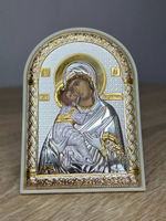 Владимирская БМ, икона арочная, пластик белый 80х115