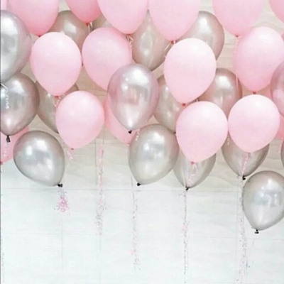 Шары с гелием под потолок decor Pink & Chrome Silver 21 шар