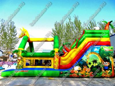 Коммерческий надувной батут "В гостях у жирафа", 9x4x5 м