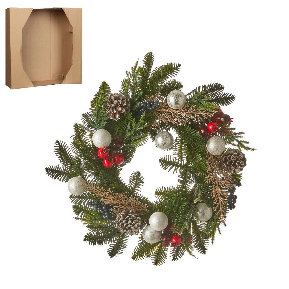 Венок с шариками 40см House of Seasons Эрни зеленый