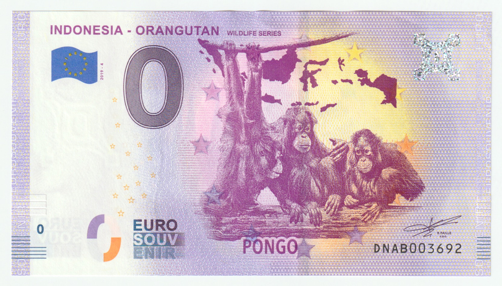 Indonesia, 0 Euro - Orangutan, 2019, UNC