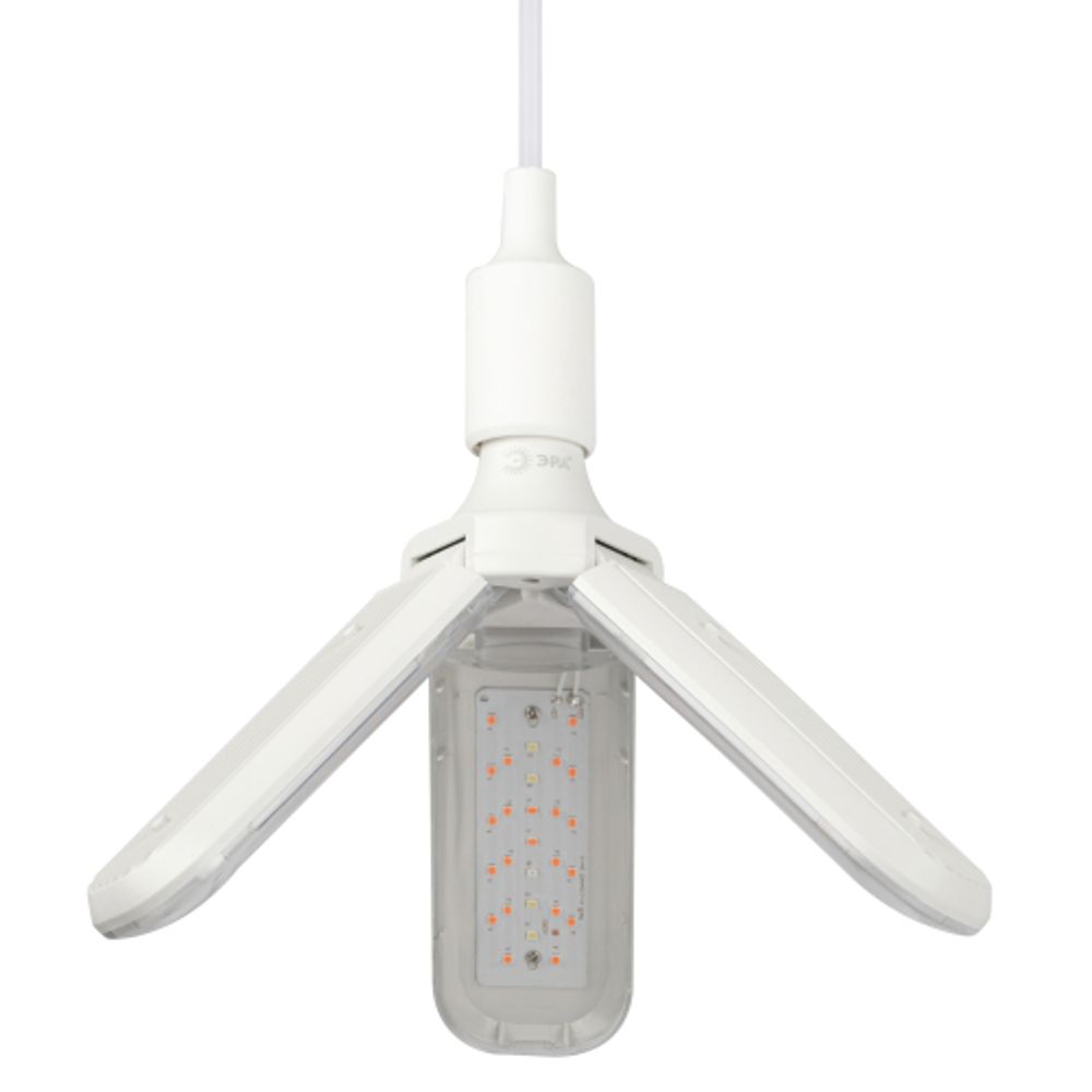 Фитолампа для растений светодиодная ЭРА FITO-24W-RB-E27-FOLD 3-х лепестковая красно-синего спектра 24 Вт Е27