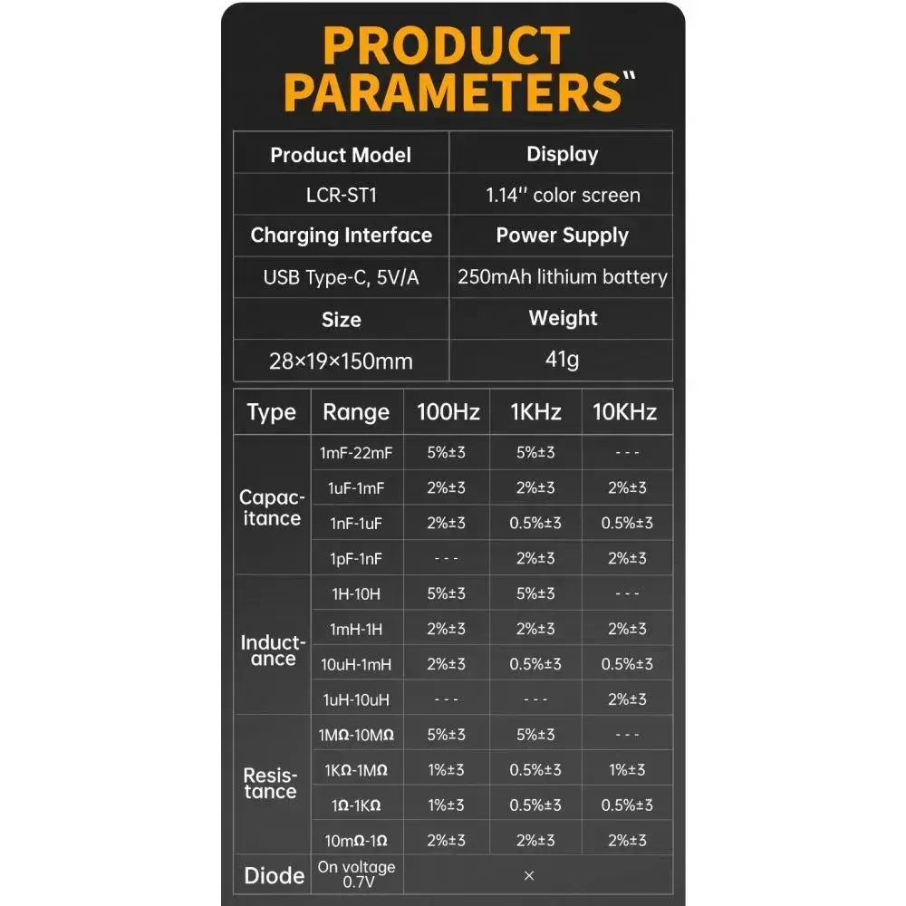 Тестер-пинцет электронных компонентов Fnirsi LCR-ST1