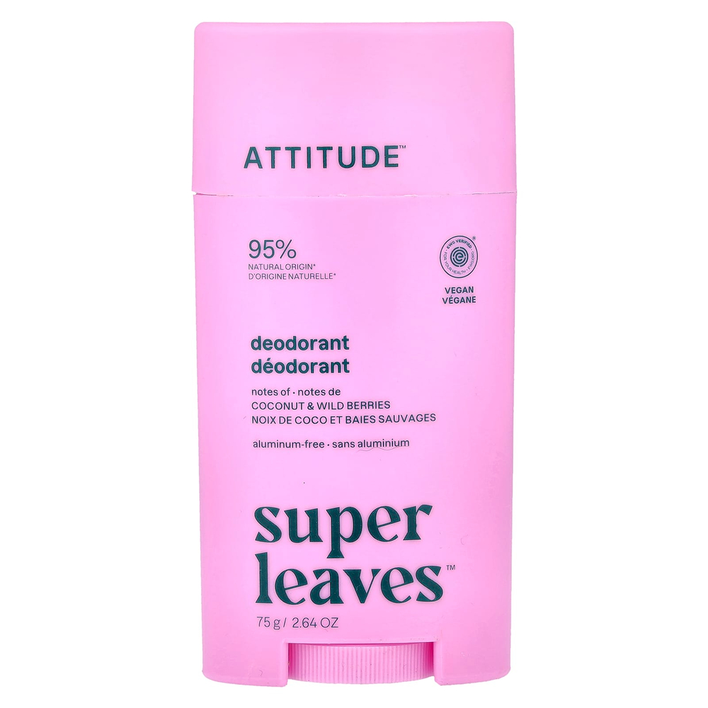 ATTITUDE, Super Leaves™, дезодорант-стик, кокос и лесные ягоды, 75 г (2,64 унции)