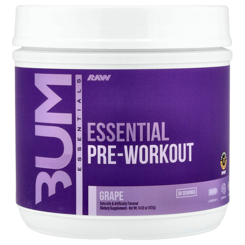 Raw Nutrition, Bum Essentials, предтренировочный комплекс, со вкусом винограда, 423 г (14,92 унции)