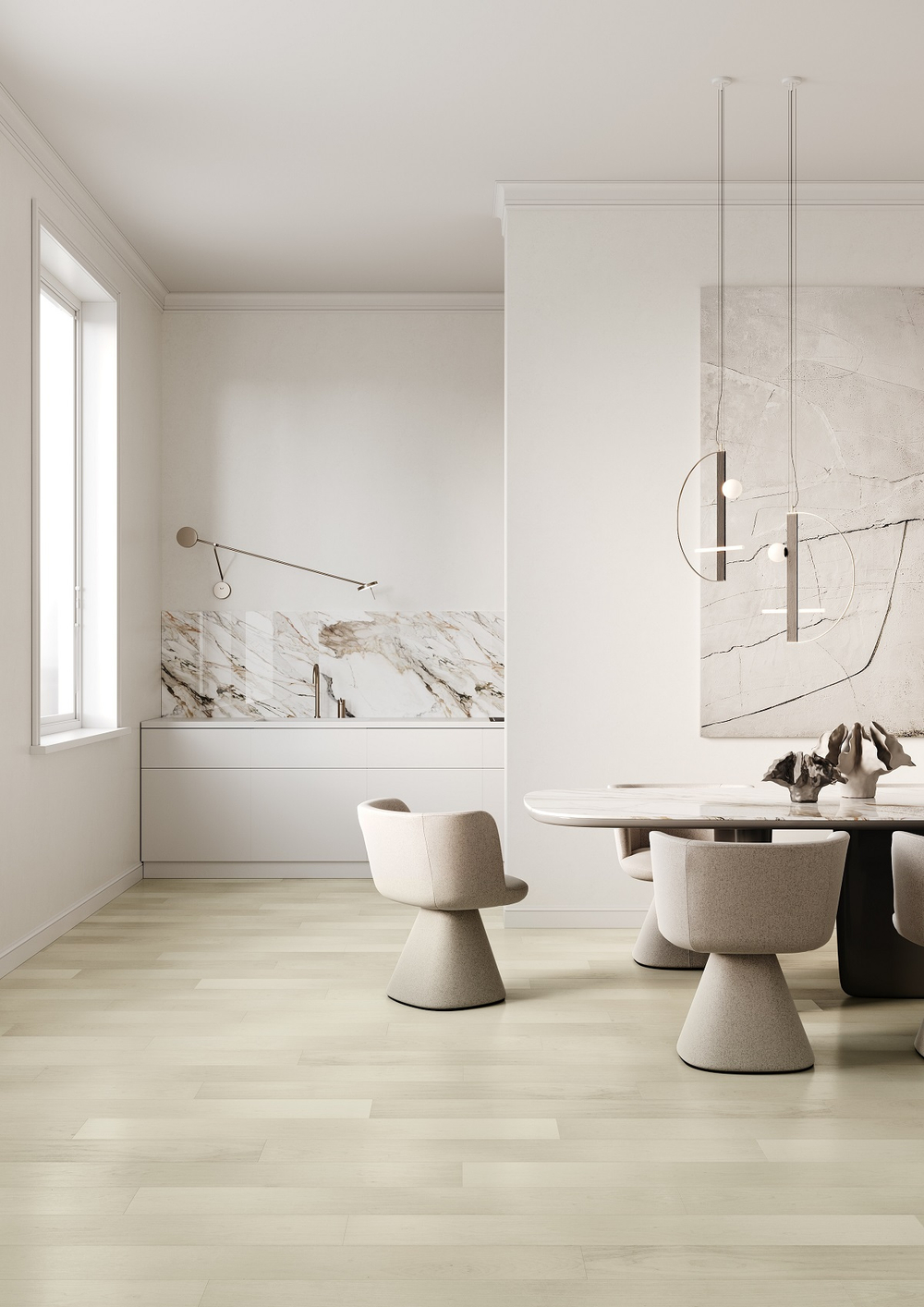 Кварцевый паркет Quartz Parquet Классик Клён Американский Белый 400-56 7/1,2 мм