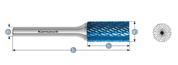 Борфреза Karnasch форма B (цилиндр с торцовыми зубьями), твердосплавная