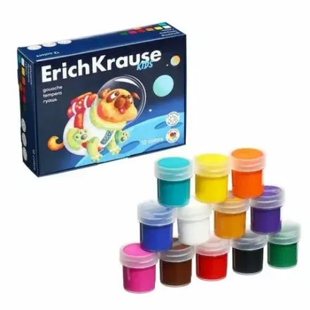 Гуашь 12 цветов ErichKrause Space Animals 61410