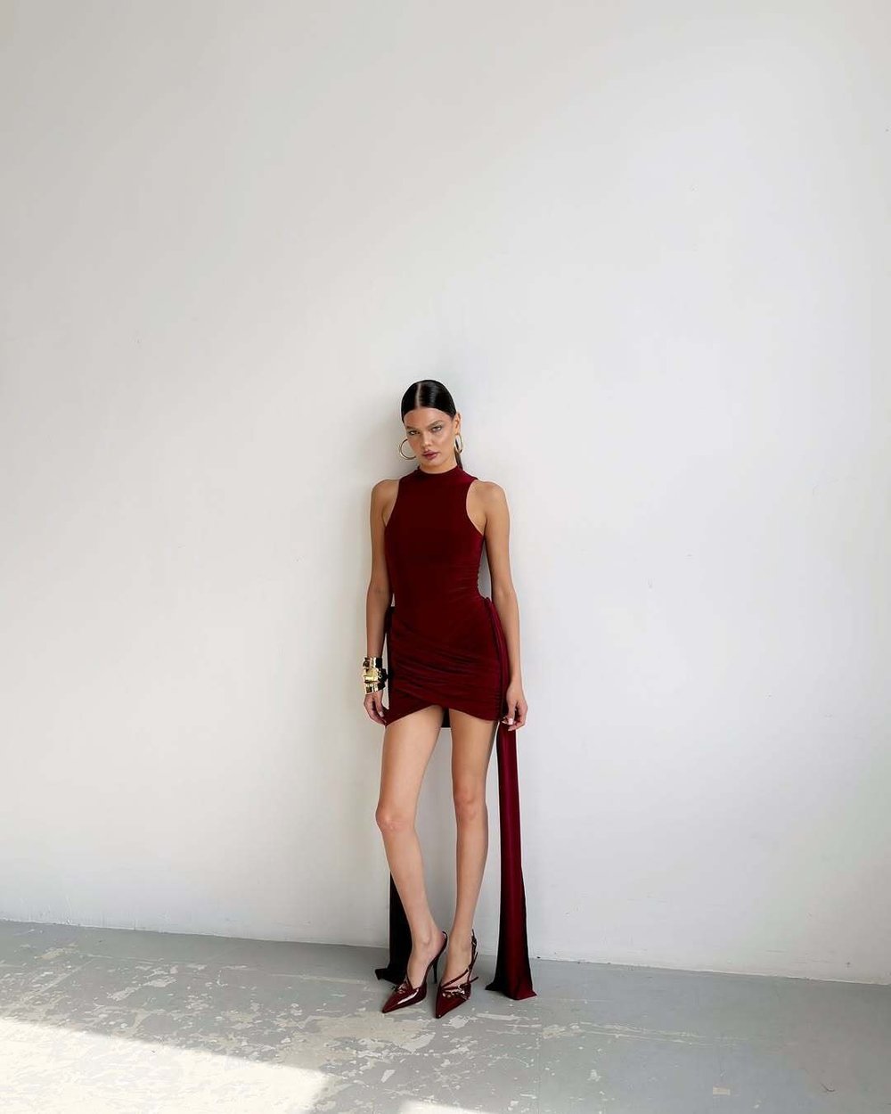 Платье с лоскутками, бордовый