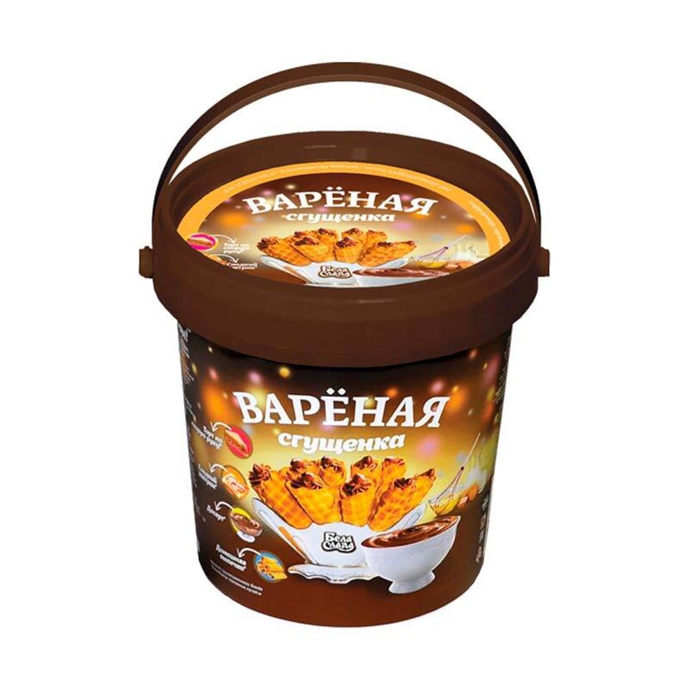 Молокосодержащий продукт вареный с сахаром "Вареная сгущенка" м.д.ж. 3% СТО Ведро 950г "Бела Слада"