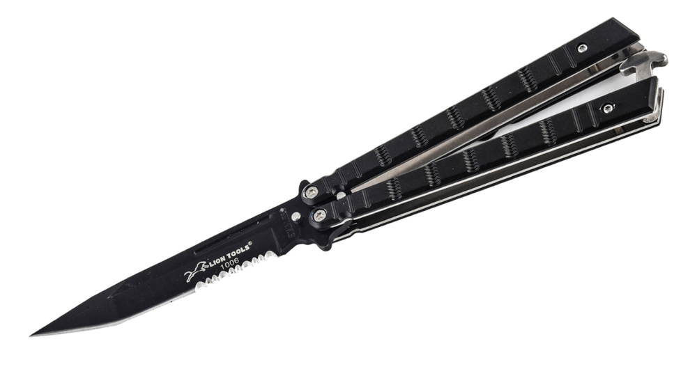 Нож-бабочка с серрейтором Lion Tools 1006 Mariposa Negro
