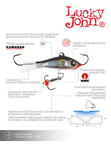 Балансир Lucky John BALTIC 4 с тр. 40мм/13H блистер