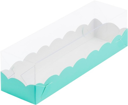 Коробка для макарон на 6шт с прозрачной крышкой тиффани 19х5,5х5,5 см