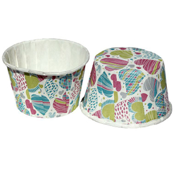 Формы бумажные с ламинацией «Маффин» 50х40 мм (Цветные сердца) 100 шт