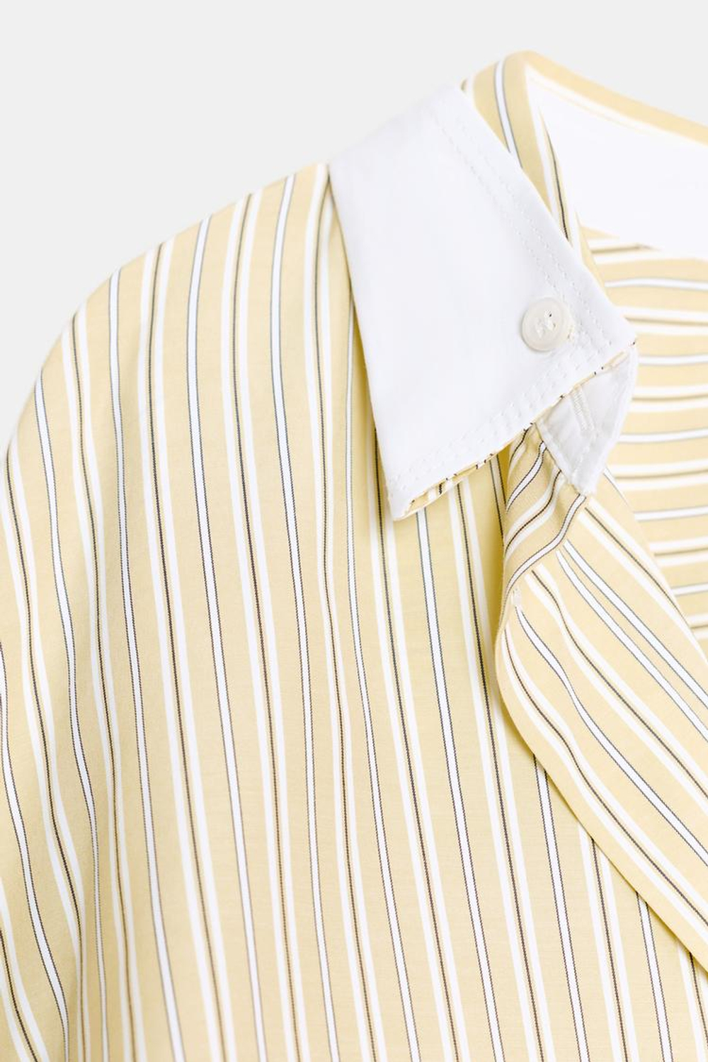 ZARA РУБАШКА ОВЕРСАЙЗ В ПОЛОСКУ С РУКАВОМ ЛЕТУЧАЯ МЫШЬ, СВЕТЛО-ЖЕЛТЫЙ