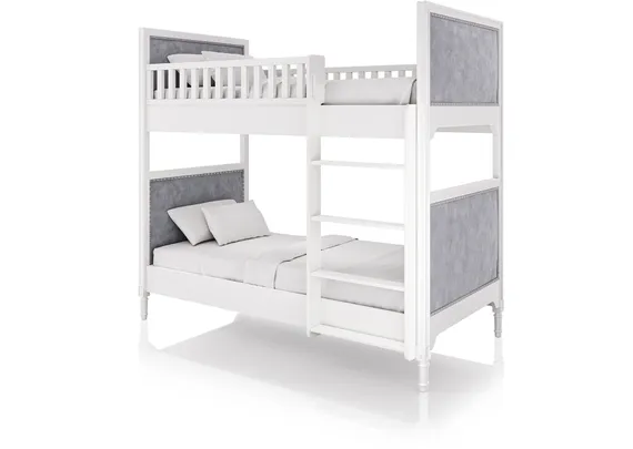 Кровать двухъярусная Elit (белый, серая ткань)