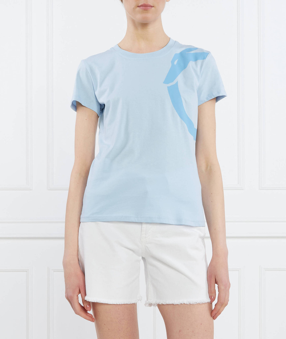 Футболка GREYHOUND SHOULDER PRINT COTTON JERSEY 30/1 Trussardi - голубой(56T00564 1T005381)