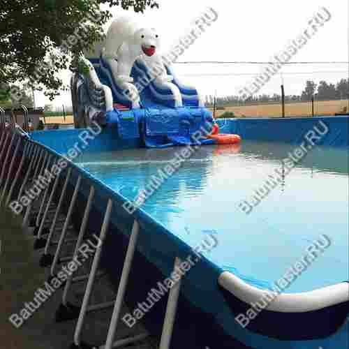 Надувная водная горка для бассейна «Мишка на севере», 8*4*5,5 м