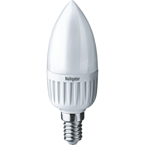Лампа светодиодная Navigator C37 220V Е14 6W 4000K Supervision свеча 35938
