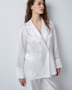 Костюм в пижамном стиле из вискозы Гуччи белый