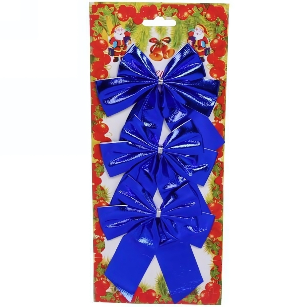 Бант на ёлку "Синий шик" 9 см (набор 3 шт)
