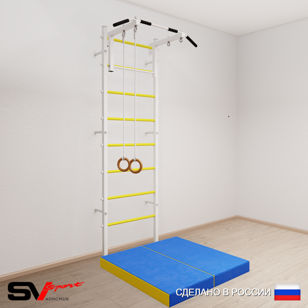 Шведская стенка Sv Sport 5104 (Турник стандарт/Кольца/Мат 1м)
