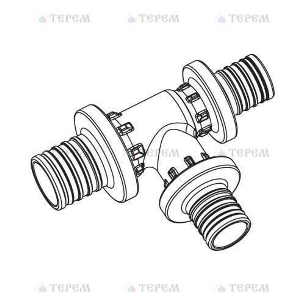 REHAU RAUTITAN Тройник с уменьшенным боковым и торцевым проходом 25-20-16 PX