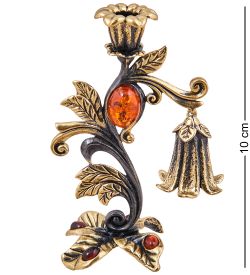 Народные промыслы AM-3910 Подсвечник «Колокольчик» (латунь, янтарь)