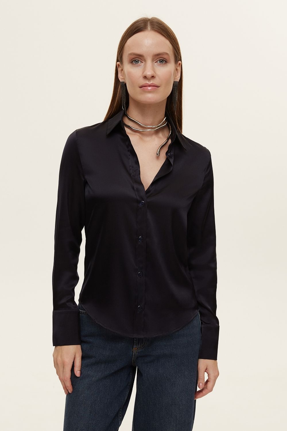 Рубашка Кельн синий шелк